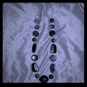Black and gray chunky beaded necklace